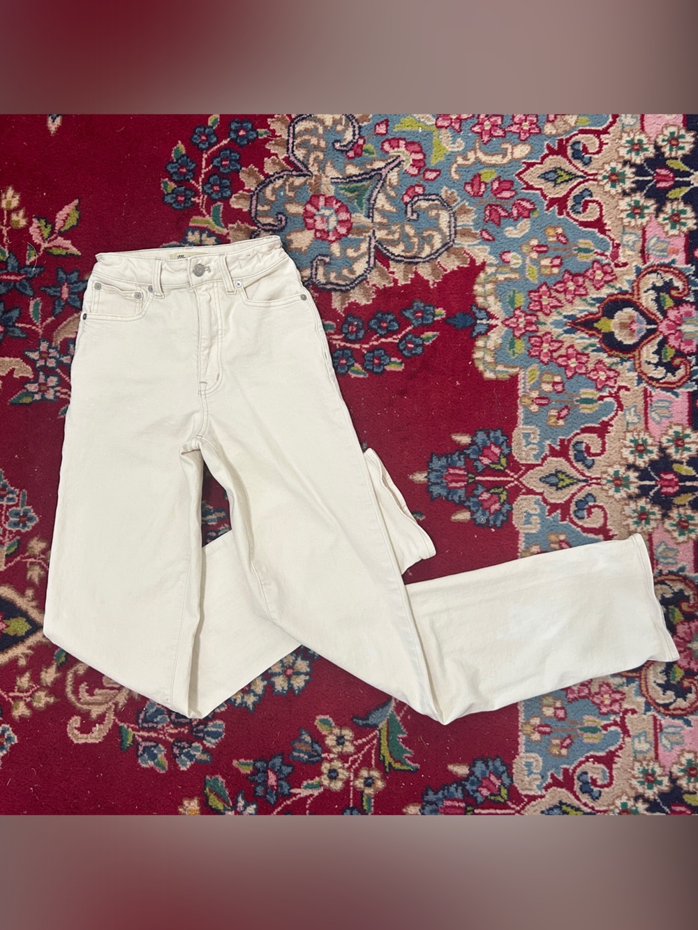 Women's Madewell Curvy 90’s Straight High-Rise Cream White Jeans